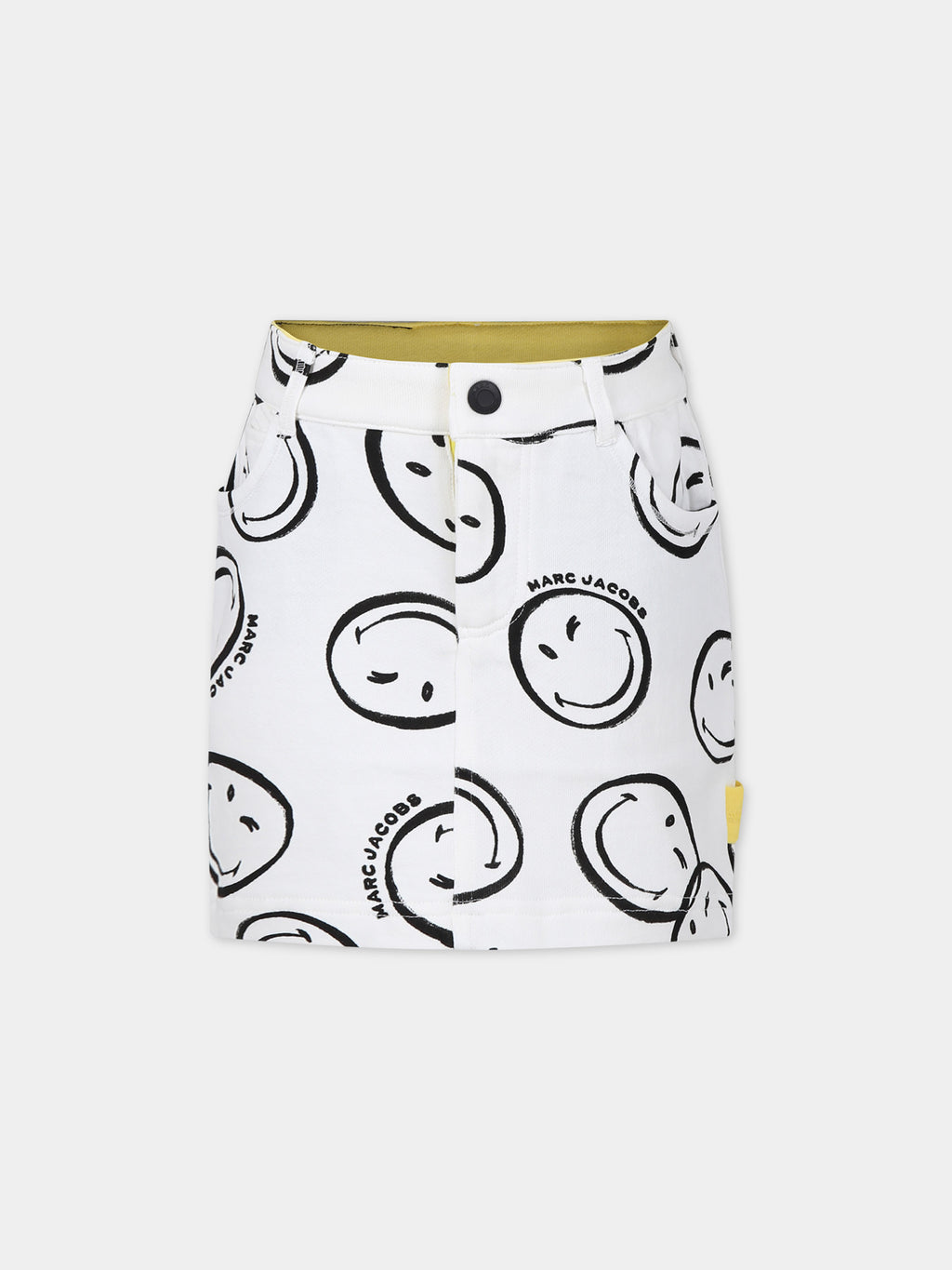 White skirt for girl with smiley and logo